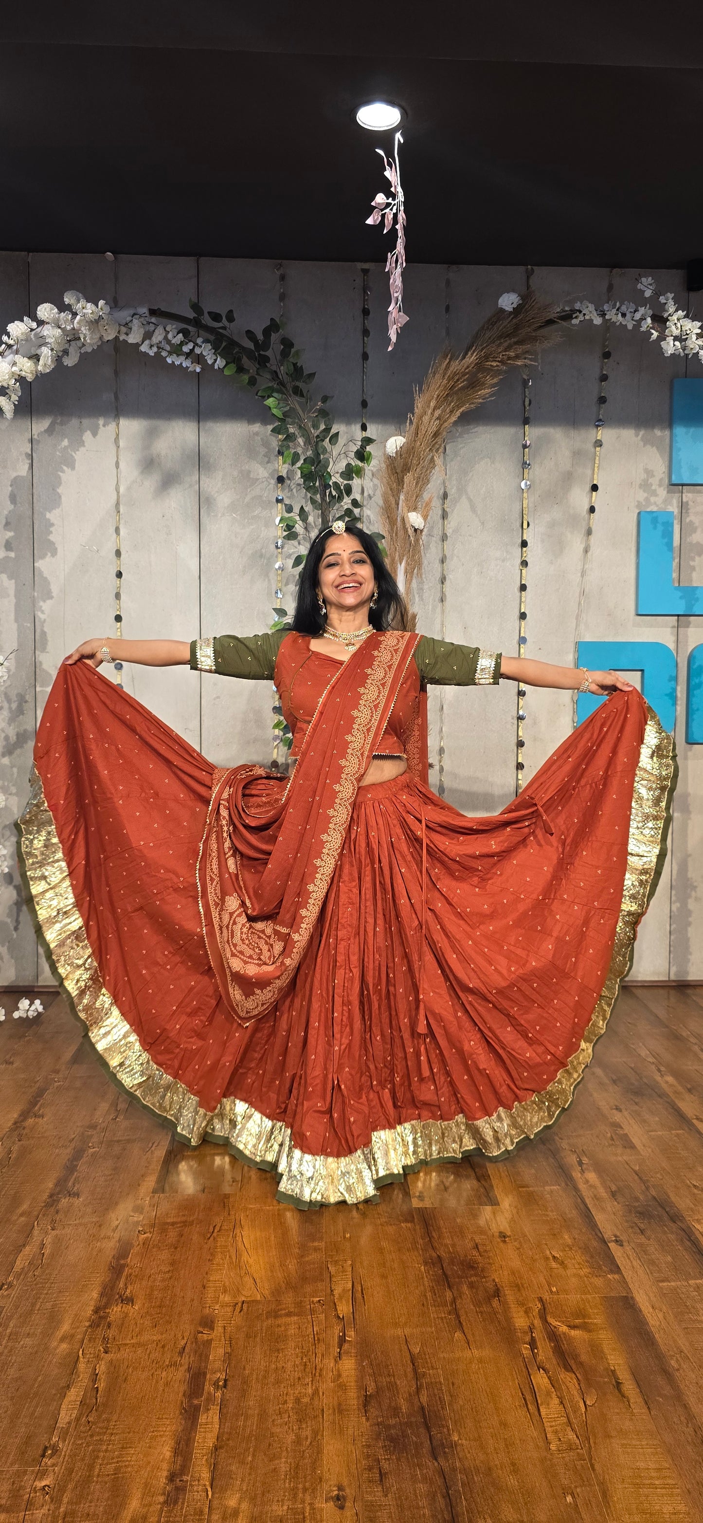 Hridya Rust Bandhani Lehenga Set