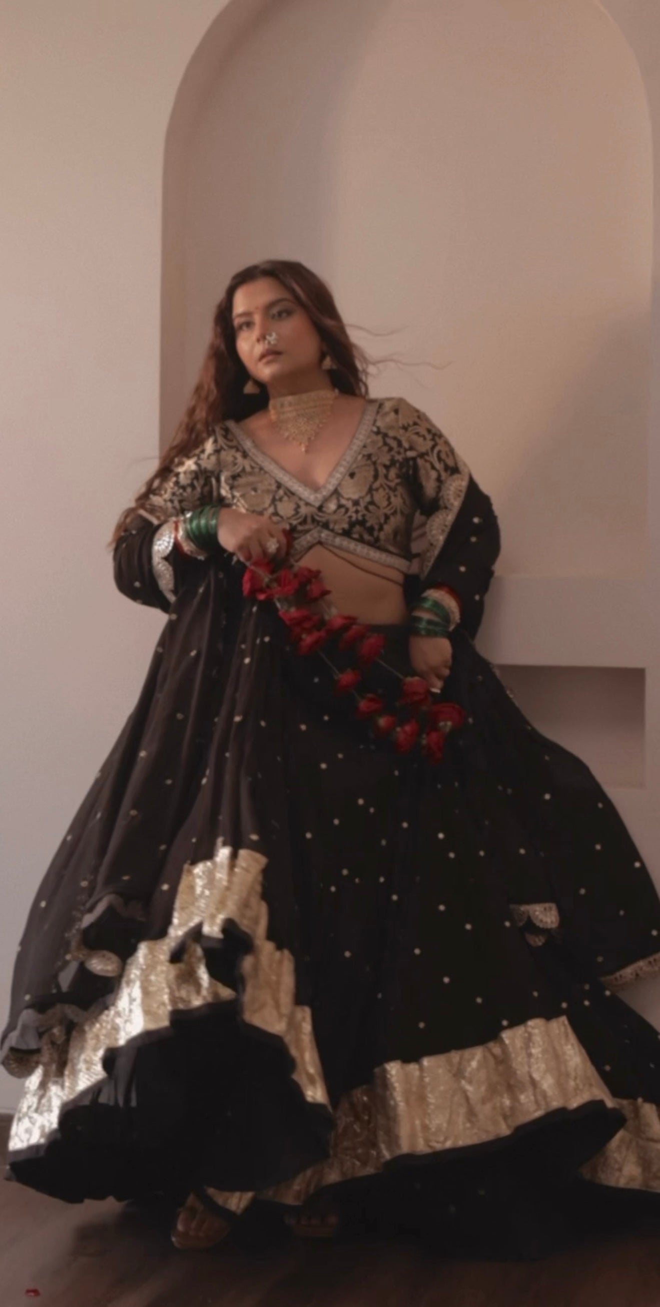 Durva Black Lehenga