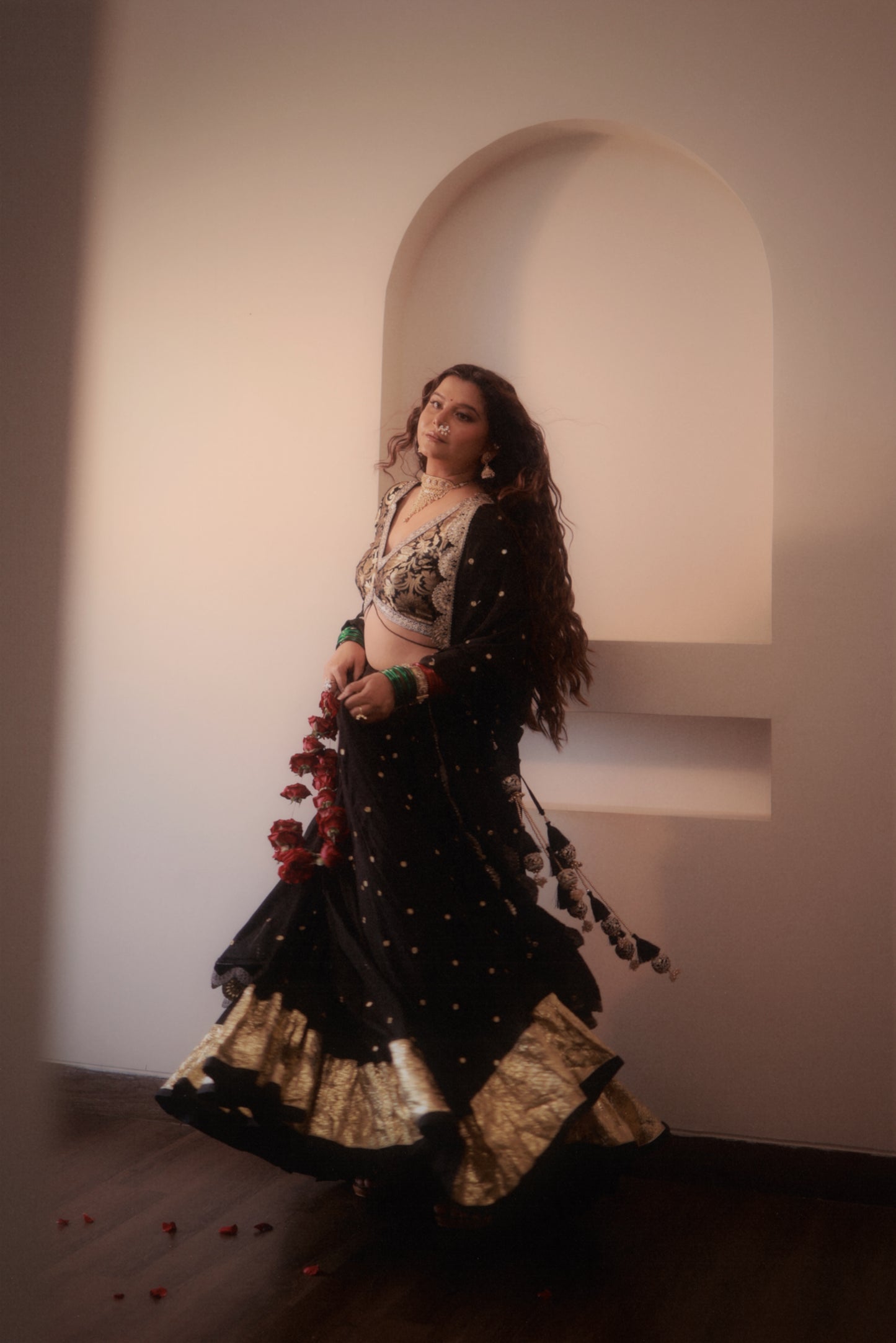Durva Black Lehenga