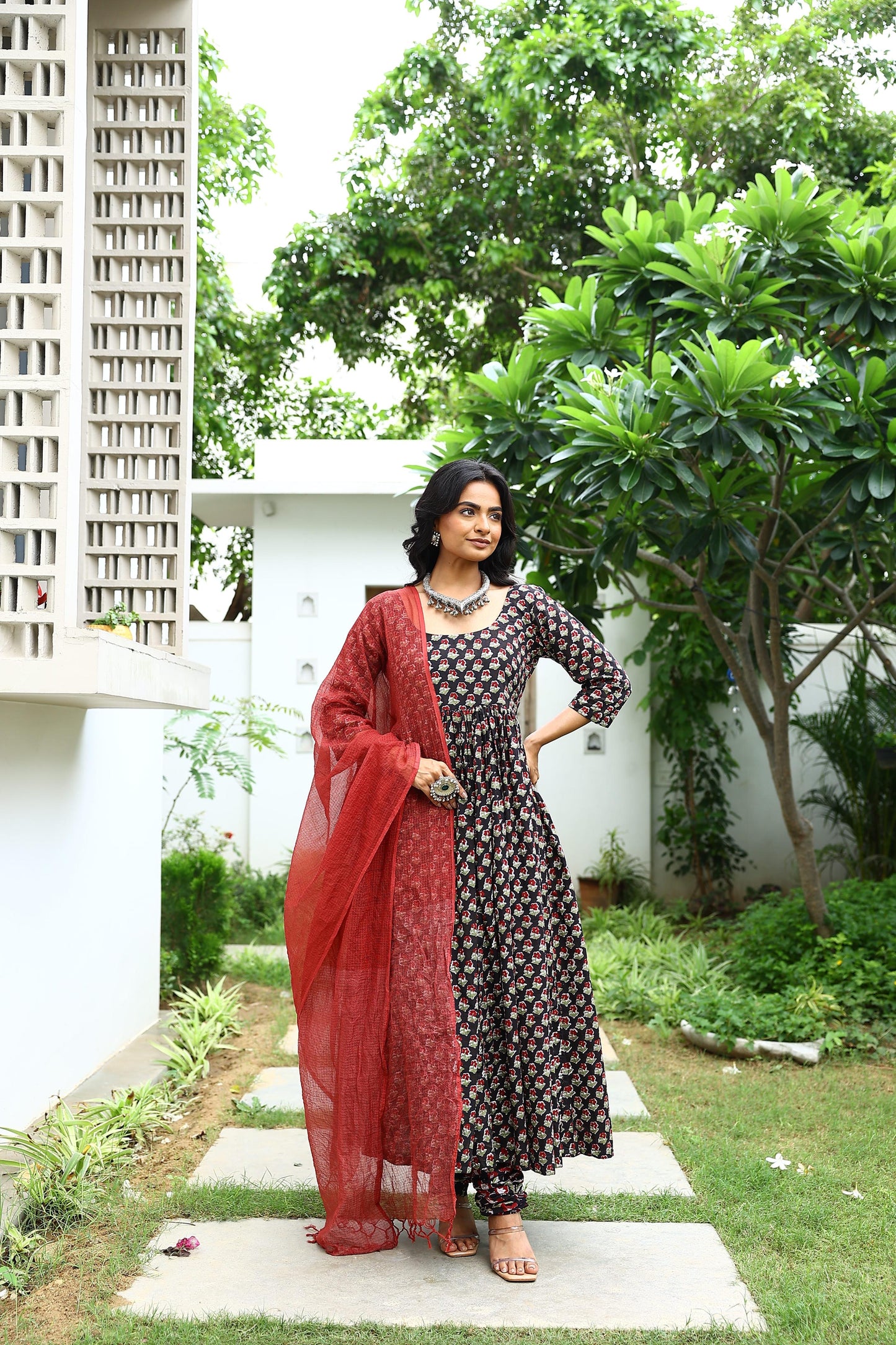 Naina Handblock Anarkali Set