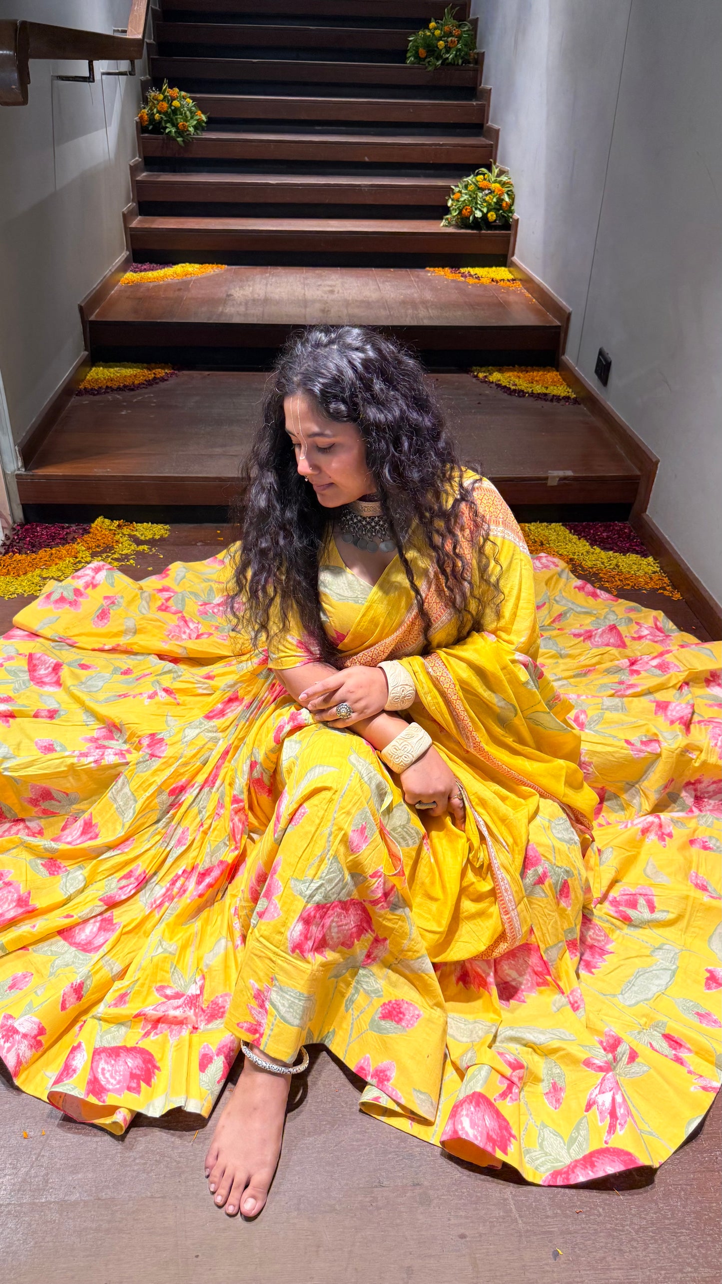 Tulika Yellow Cotton Lehenga