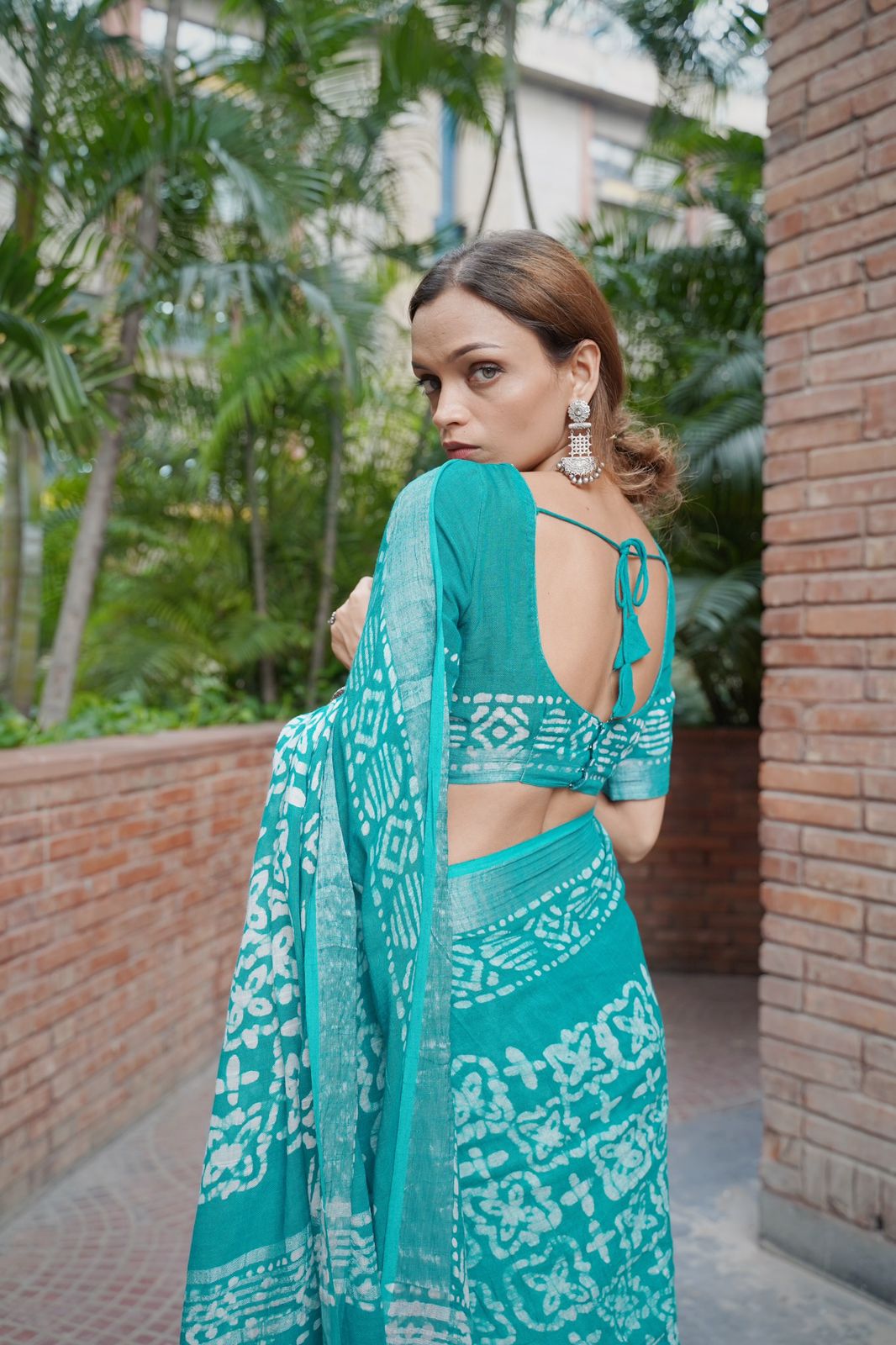 Mona Dabu Print Linen Cotton Saree