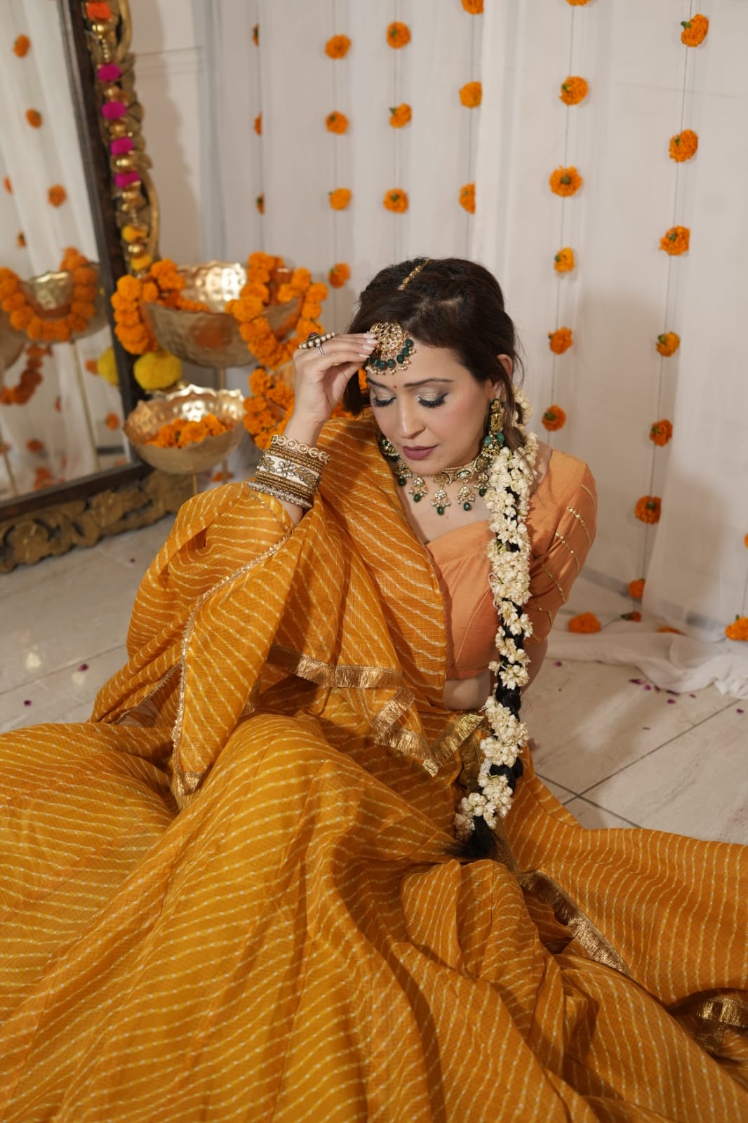 Mustard Mothda Lehenga