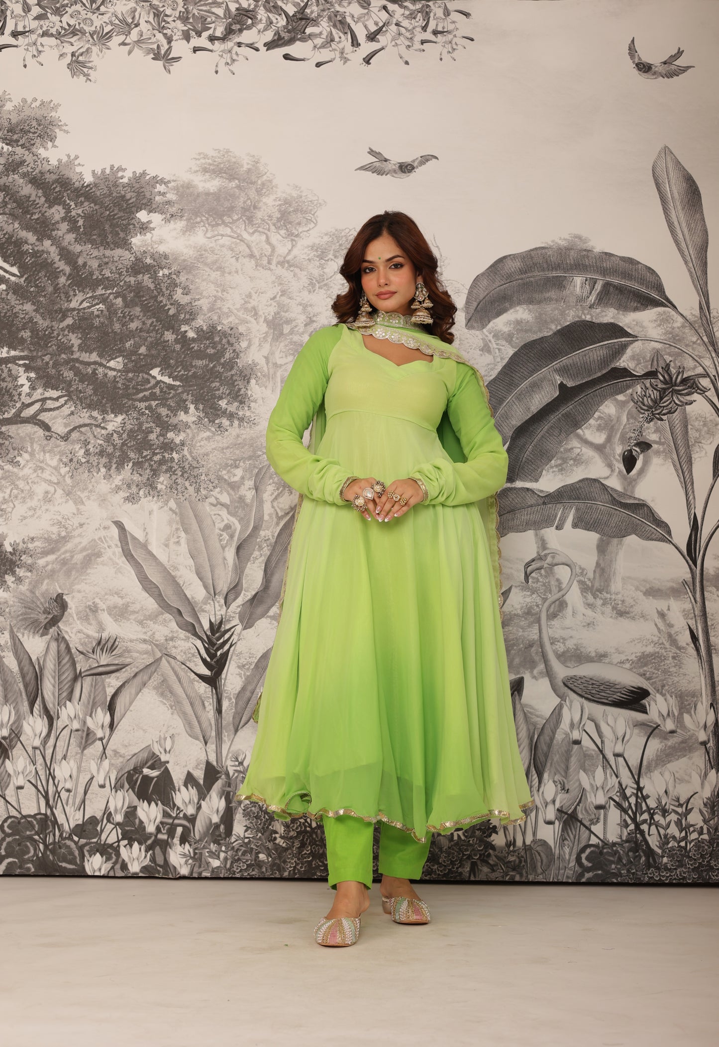 Malhaar Green Anarkali Set
