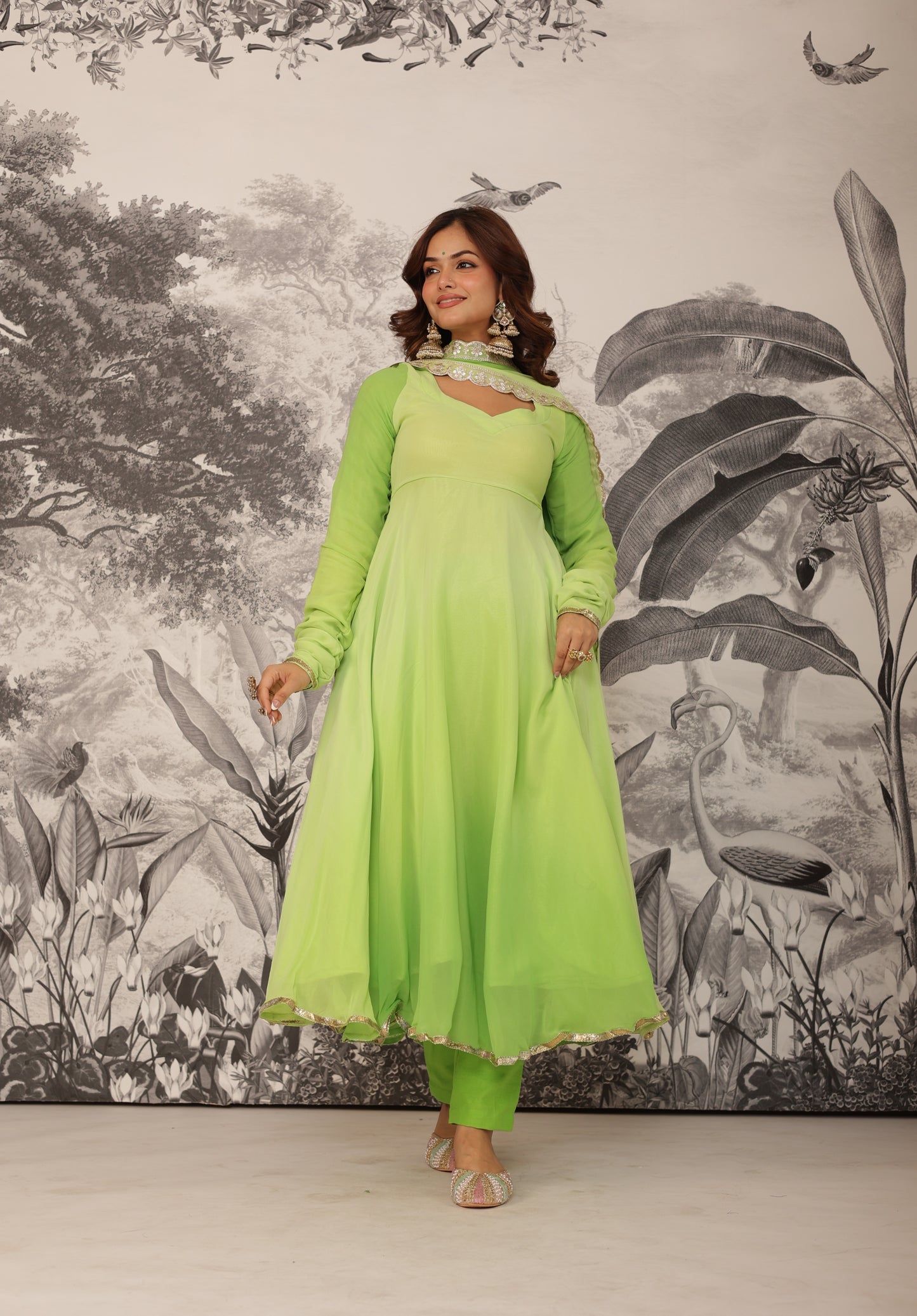 Malhaar Green Anarkali Set