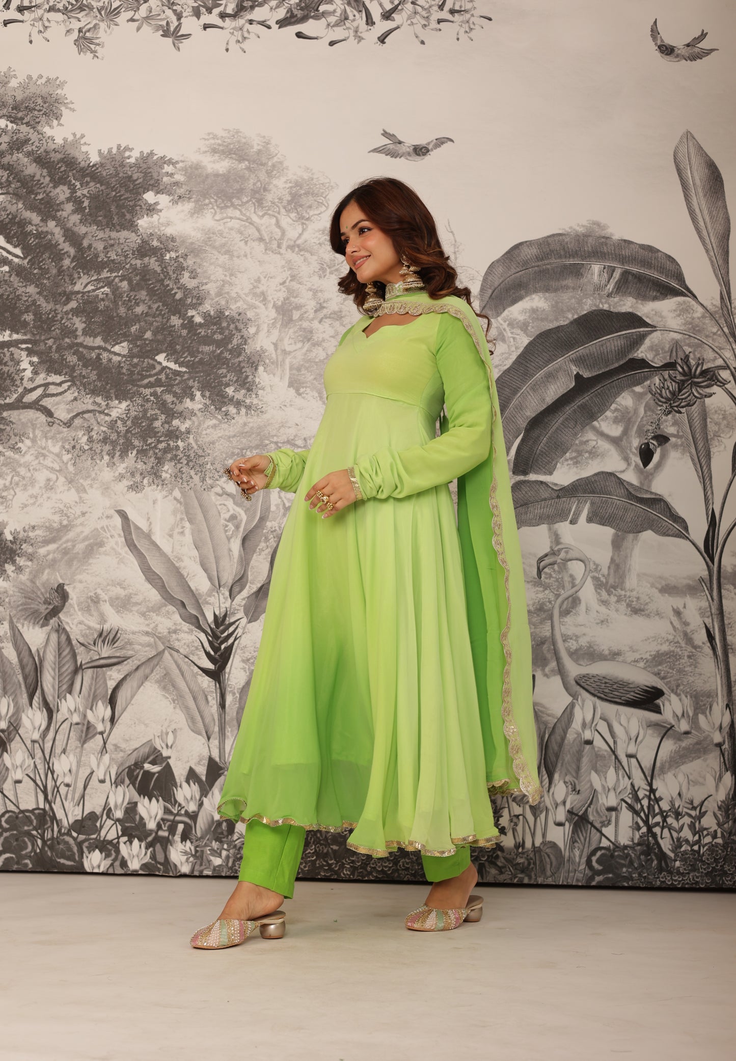 Malhaar Green Anarkali Set