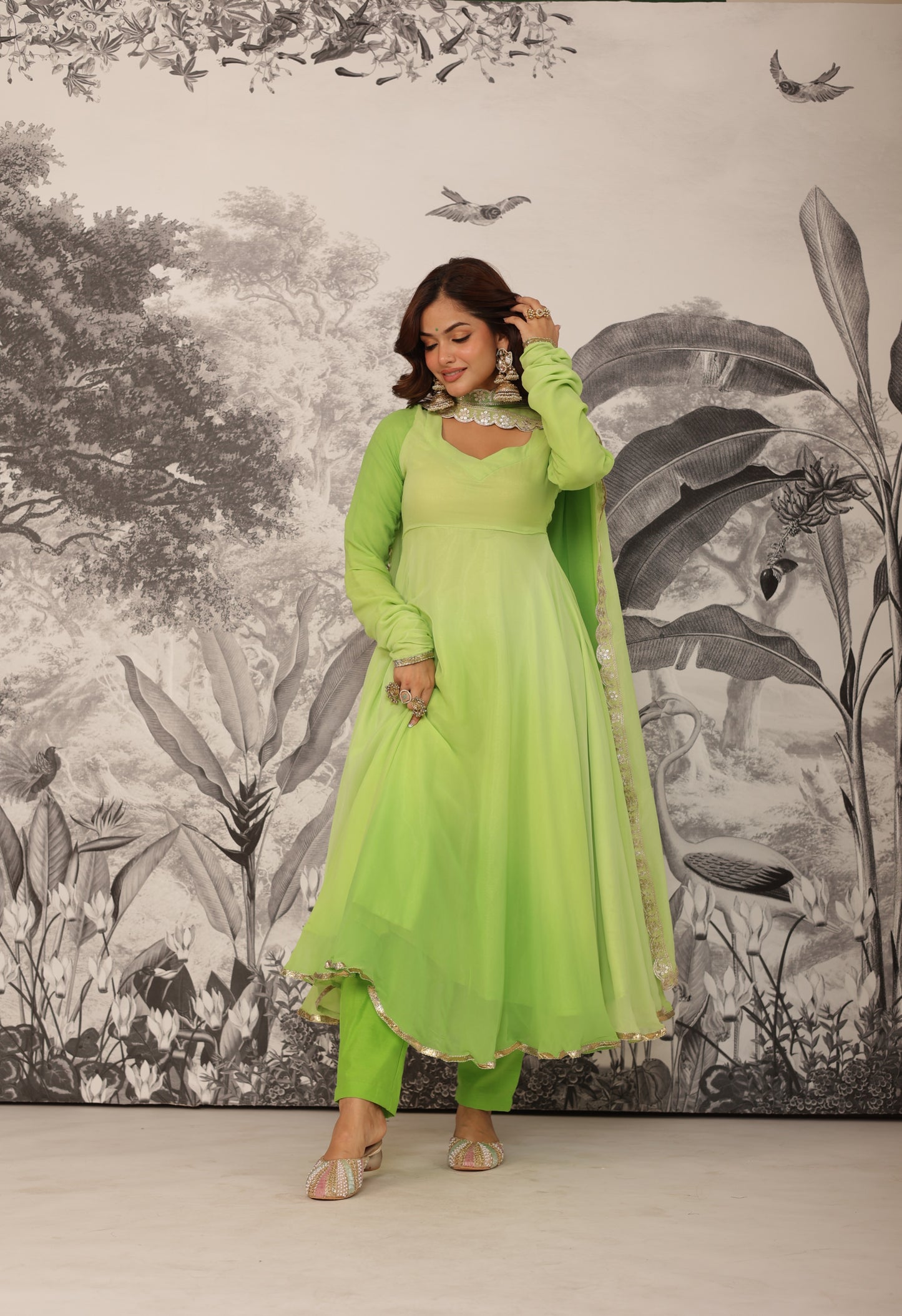 Malhaar Green Anarkali Set