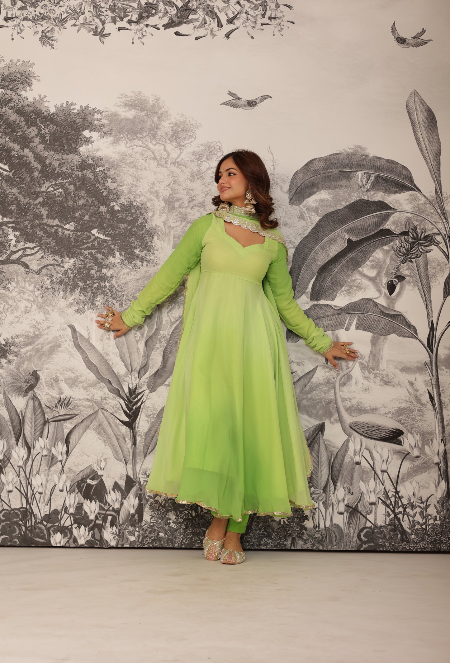Malhaar Green Anarkali Set