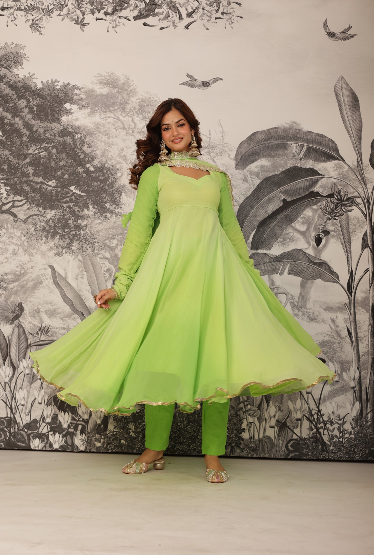 Malhaar Green Anarkali Set