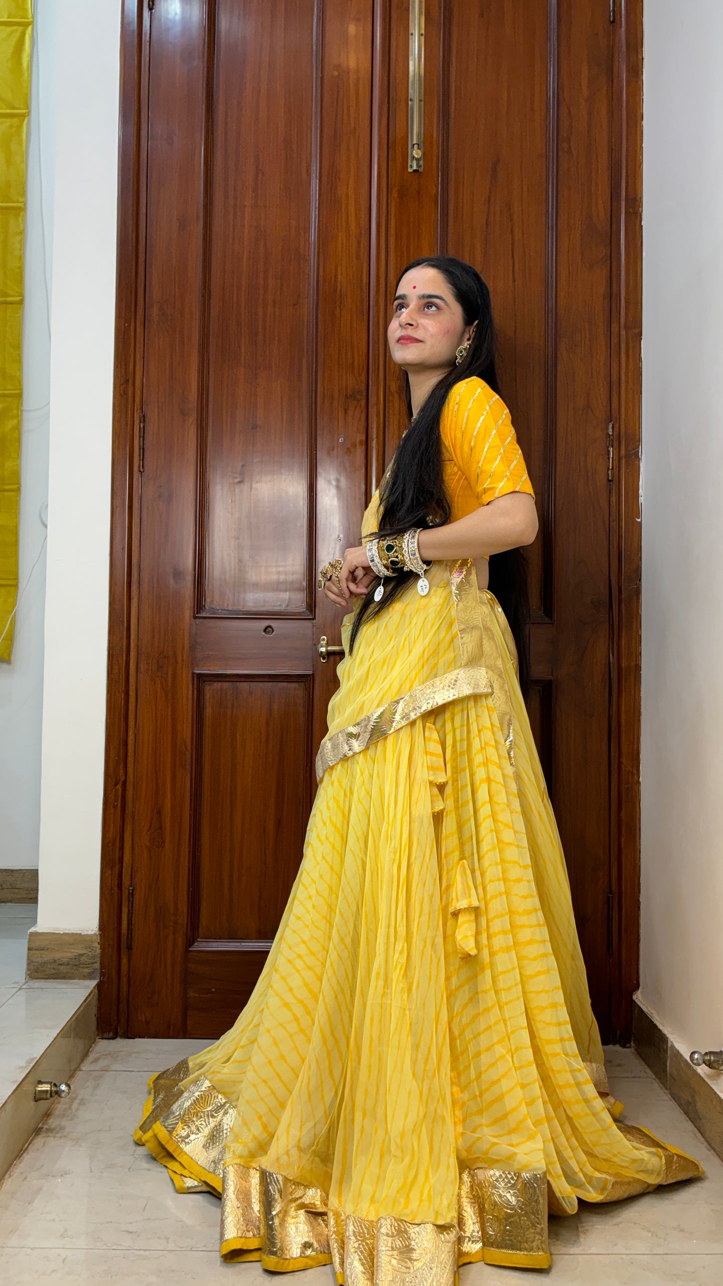 Pavitra Yellow Leheriya Lehenga