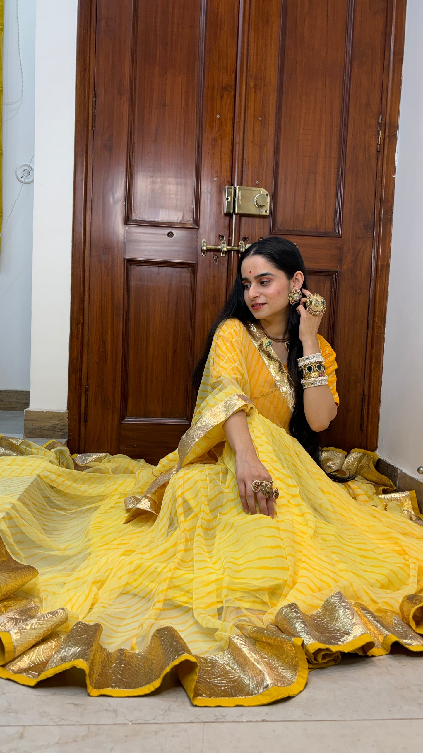 Pavitra Yellow Leheriya Lehenga