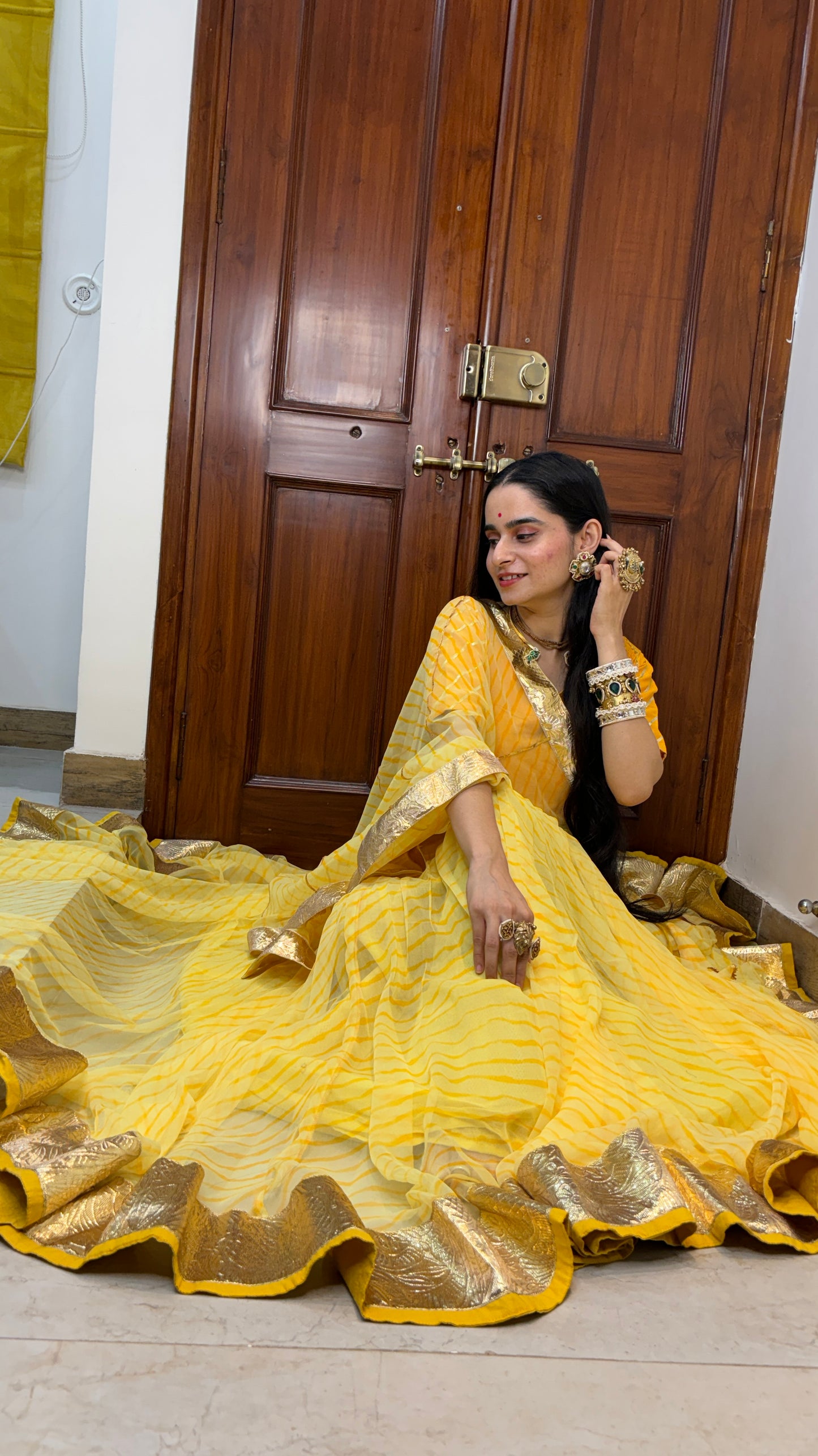 Pavitra Yellow Leheriya Lehenga
