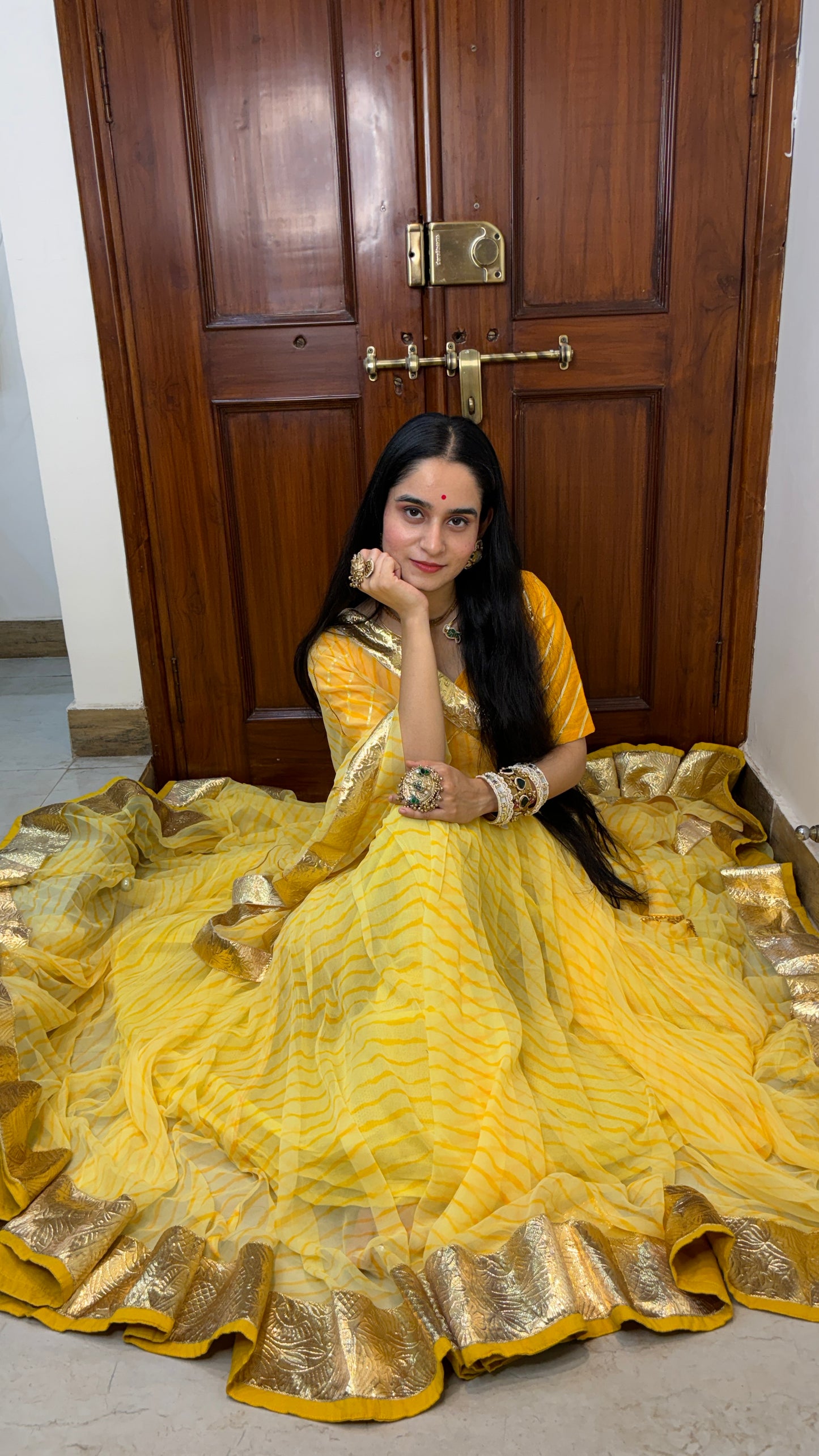 Pavitra Yellow Leheriya Lehenga