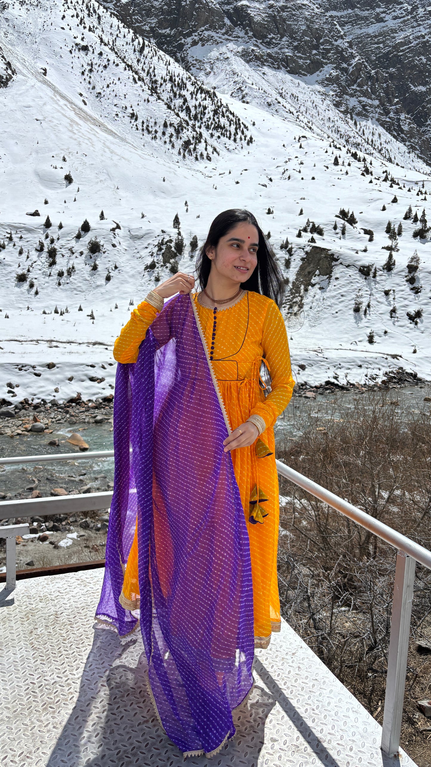 Rajwada Yellow Mothda Anarkali