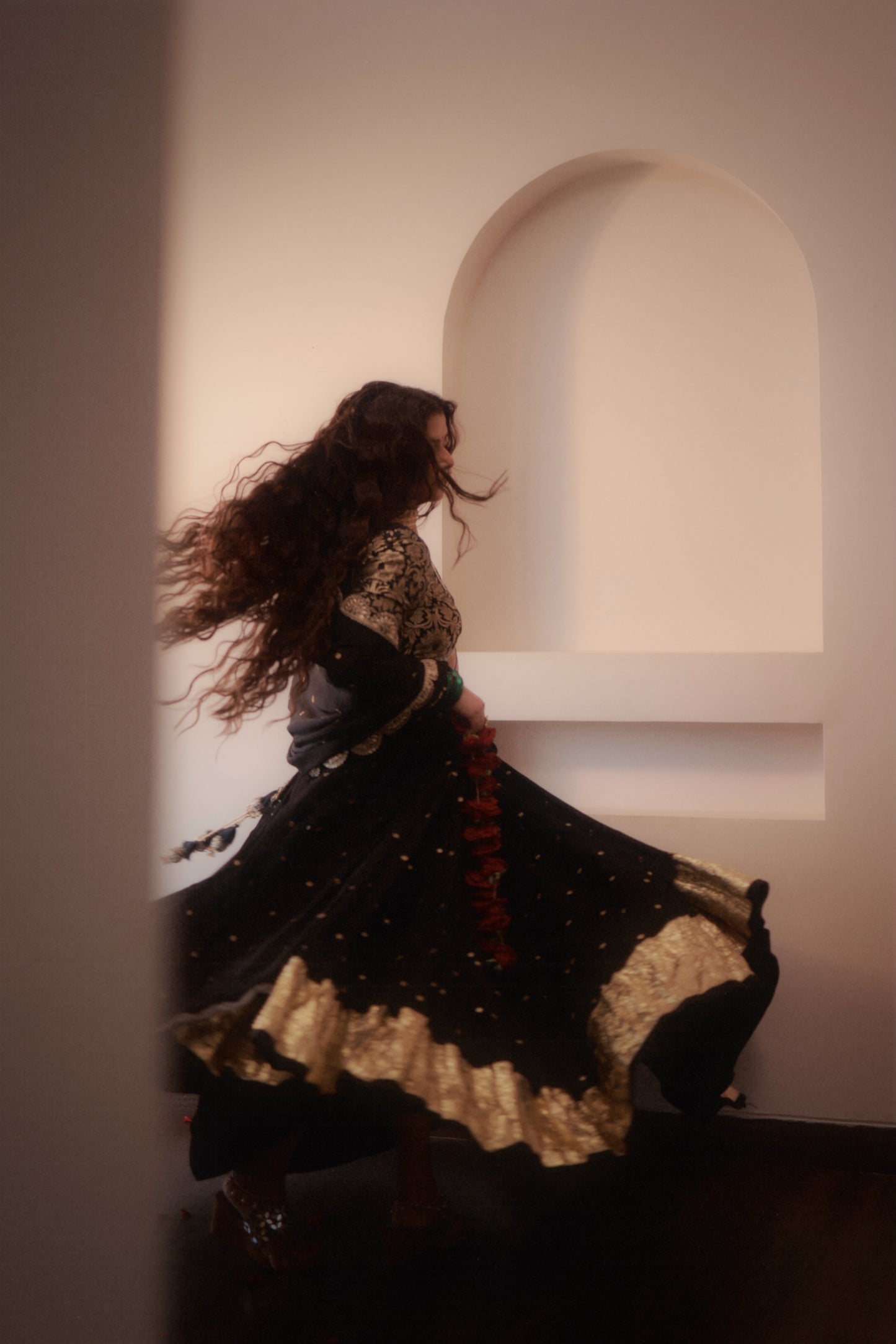 Durva Black Lehenga