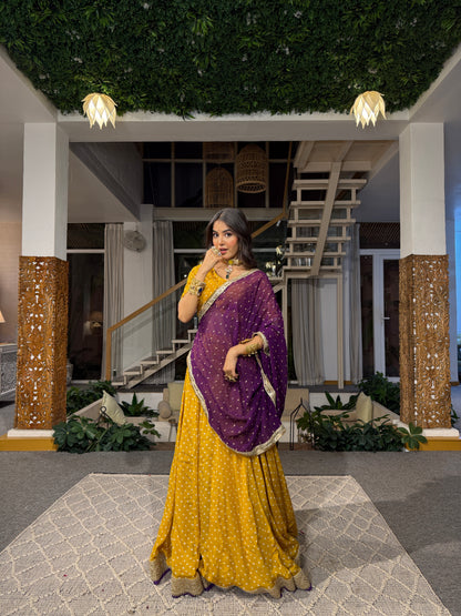Vasant fulwari Bandhani Lehenga
