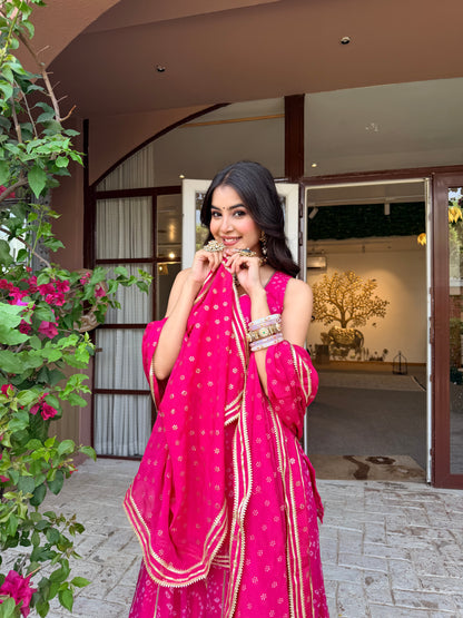Kumkum Pink Bandhani Sharara Set