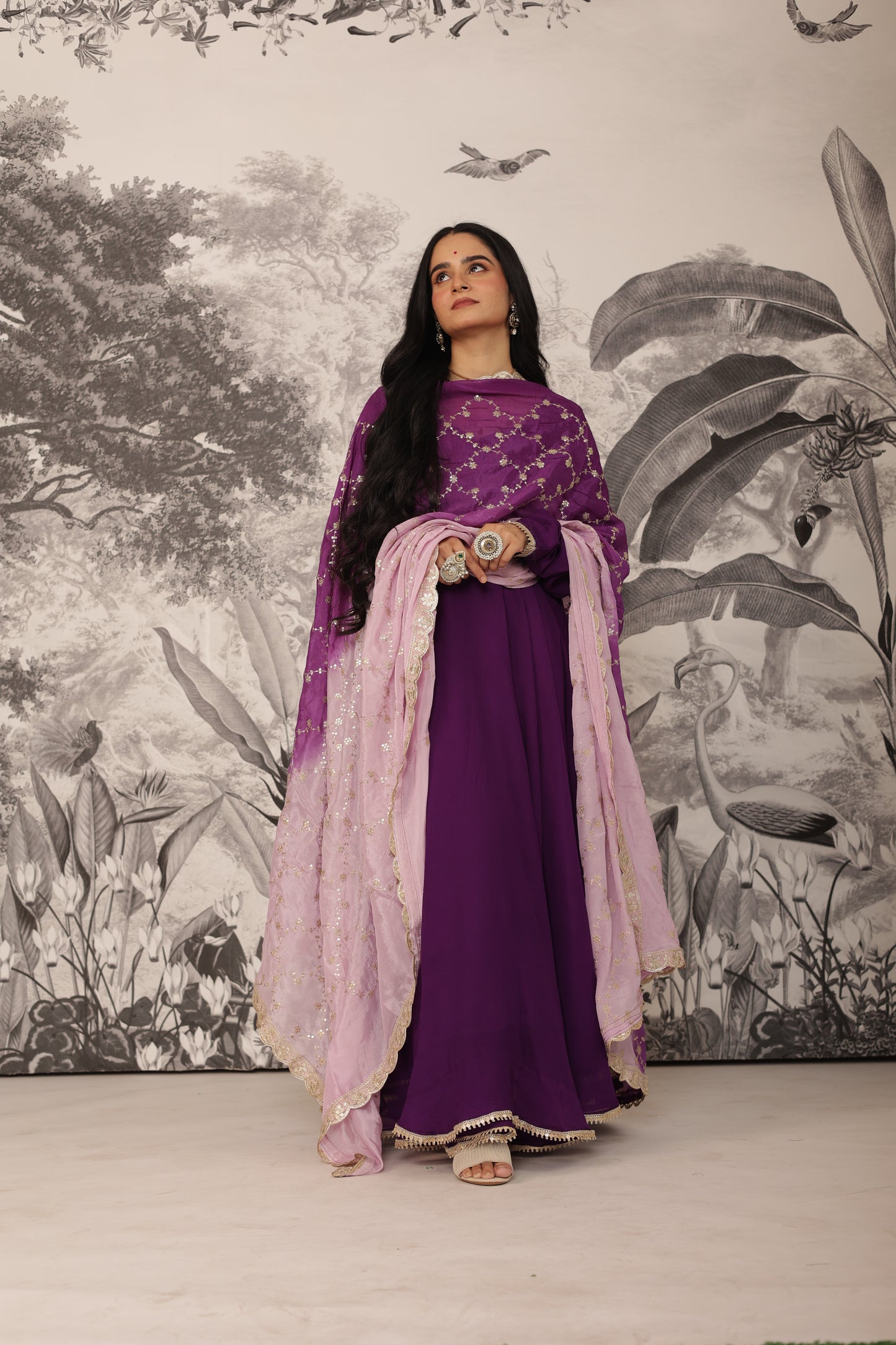 Malhaar Purple Anarkali Set