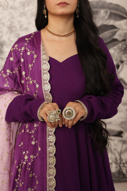 Malhaar Purple Anarkali Set