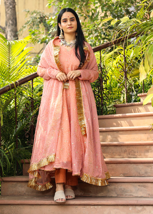 Laado Peach Anarkali Set