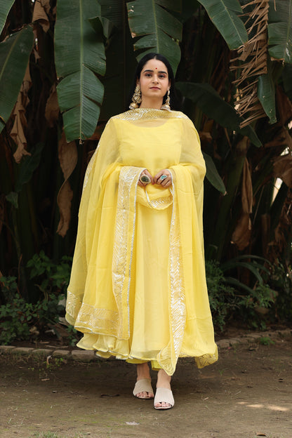 Vaniki Yellow Chiffon Anarkali set