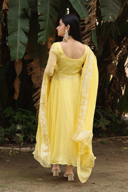 Vaniki Yellow Chiffon Anarkali set