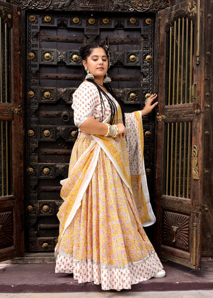 Ragini Yellow Cotton Lehenga