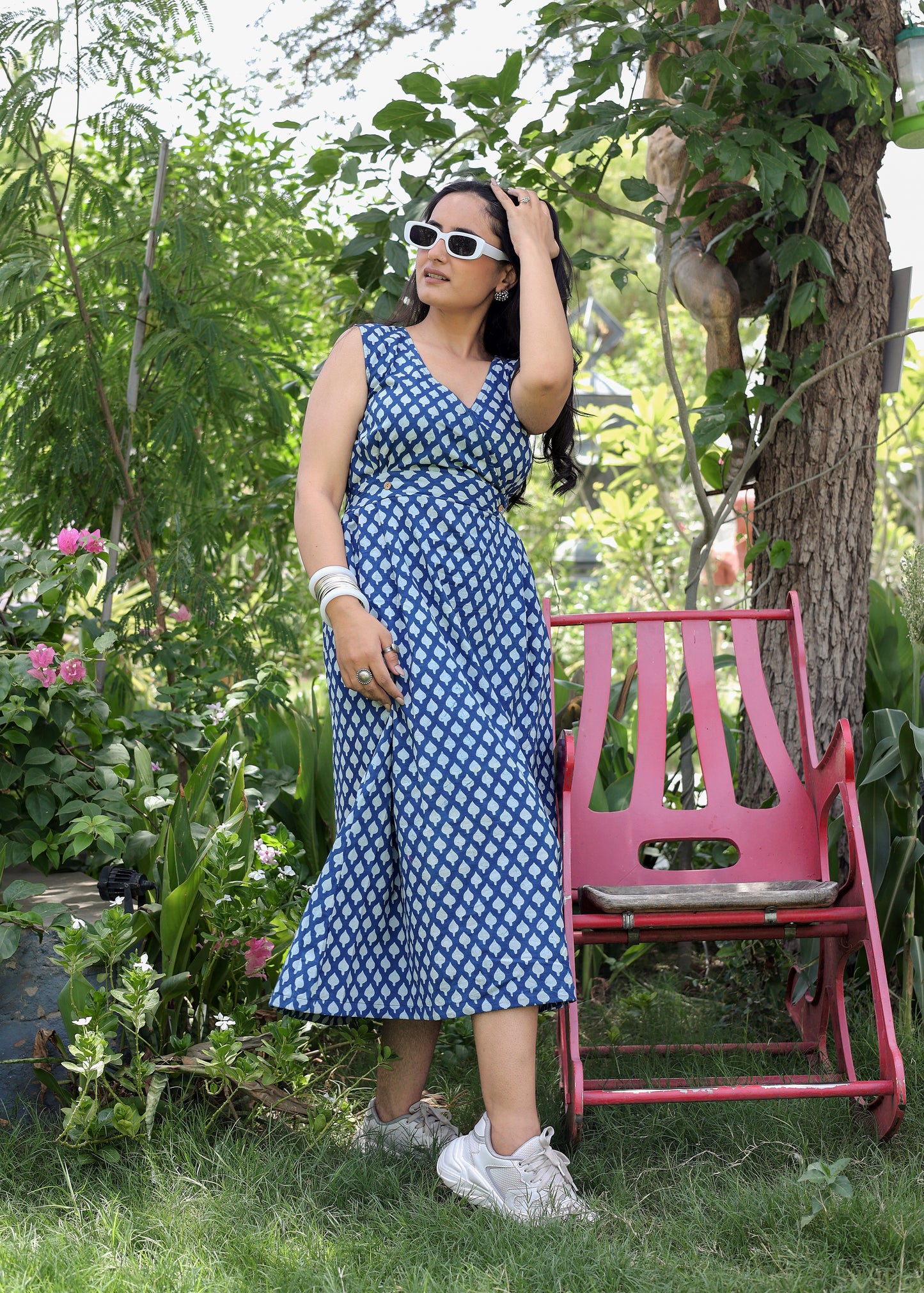 Aaboli Indigo Dabu Cotton Dress