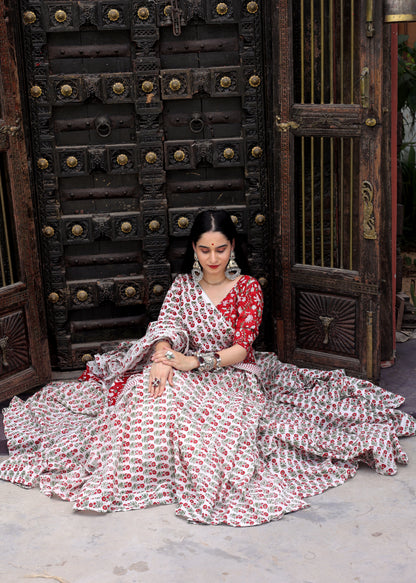 Rasikpriya Handblocked Cotton Lehenga