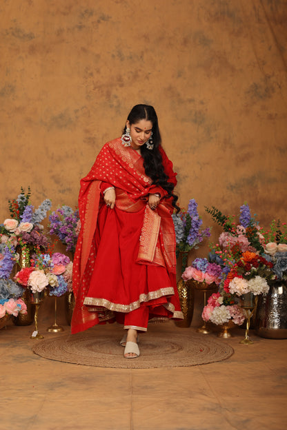 Raabta Red Anarkali Set