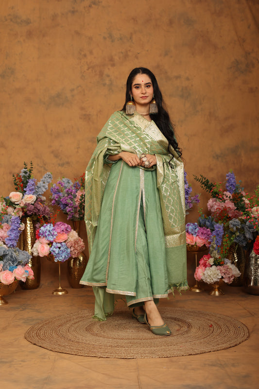 Manjari Green Anarkali Set