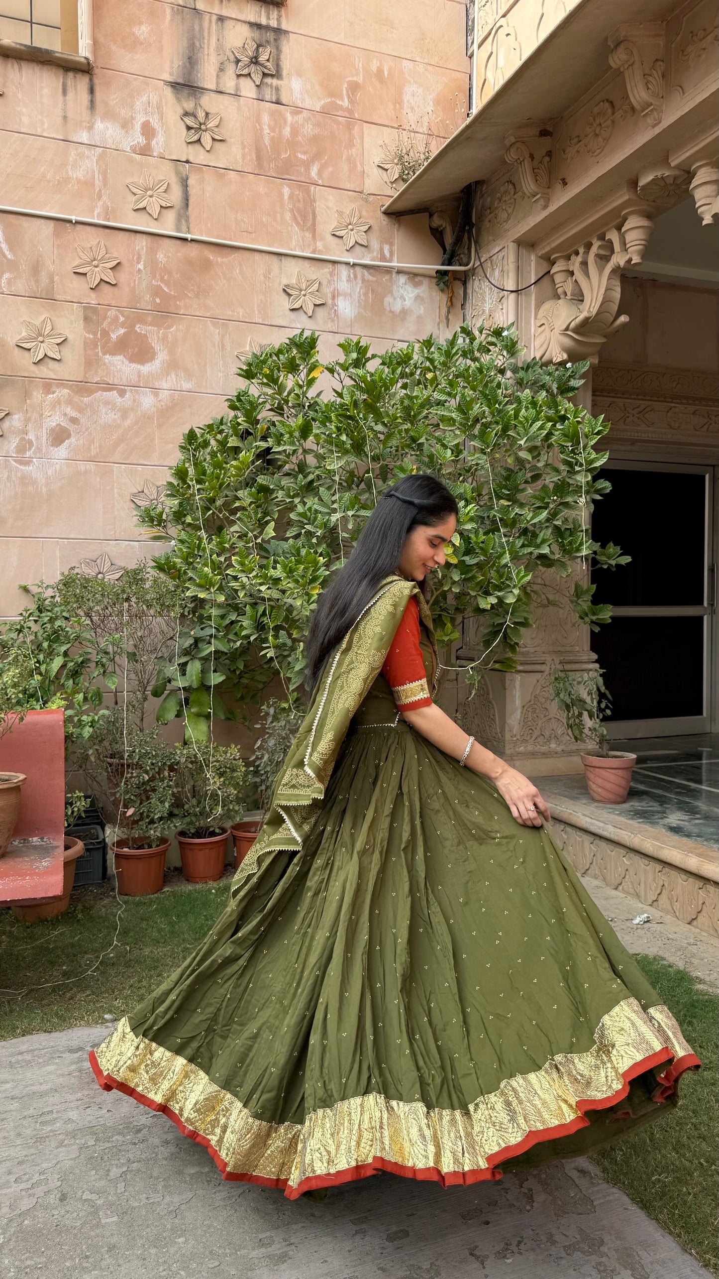 Hridya Green Bandhani Lehenga Set