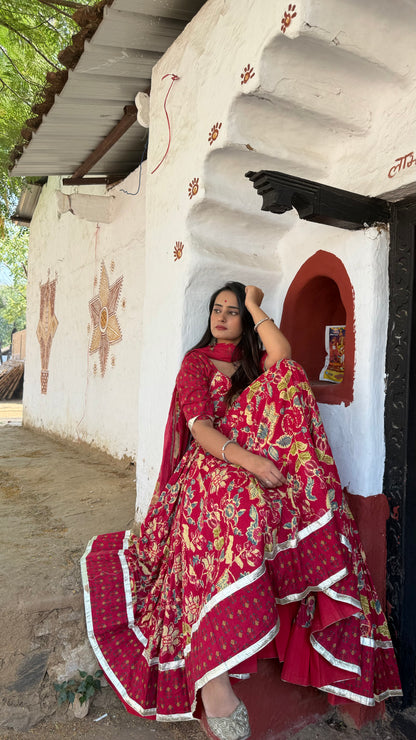 Radha Pink Cotton Lehenga