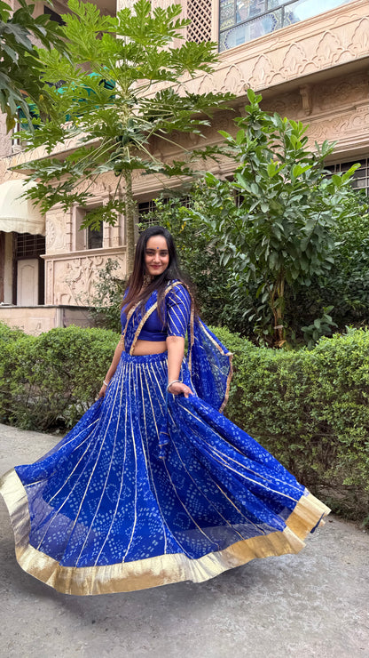 Siddhi Blue Bandhani lehenga