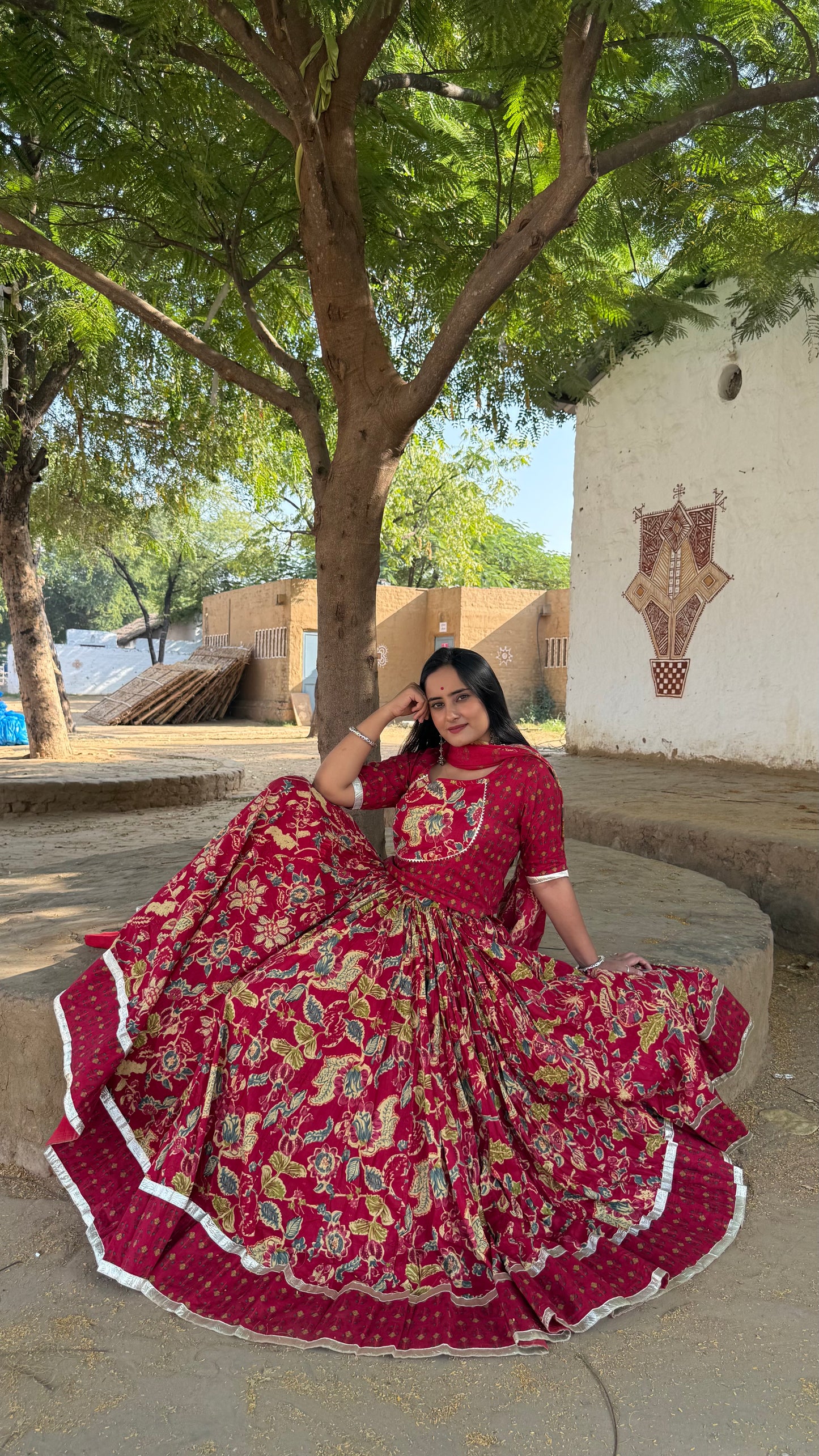 Radha Pink Cotton Lehenga