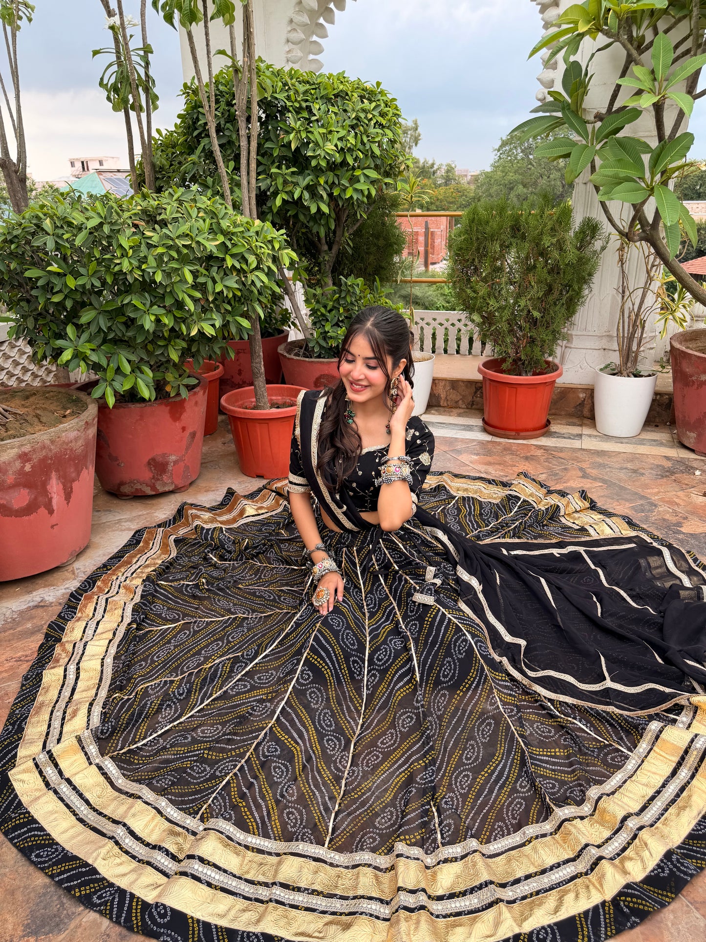 Ditya Black Bandhani Lehenga