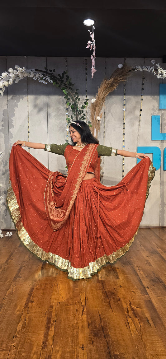 Hridya Rust Bandhani Lehenga Set