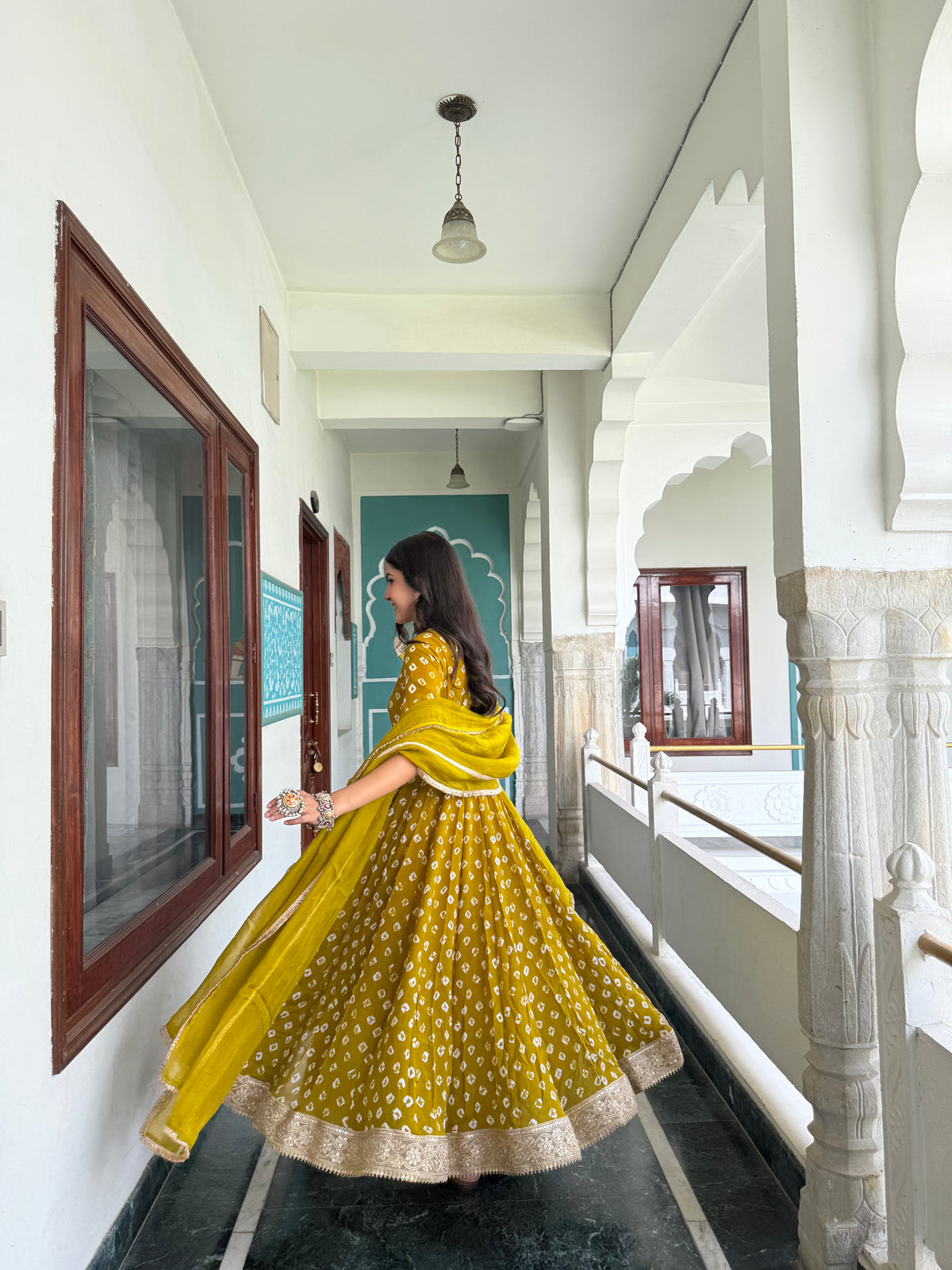 Arya Green Bandhani Anarkali Set