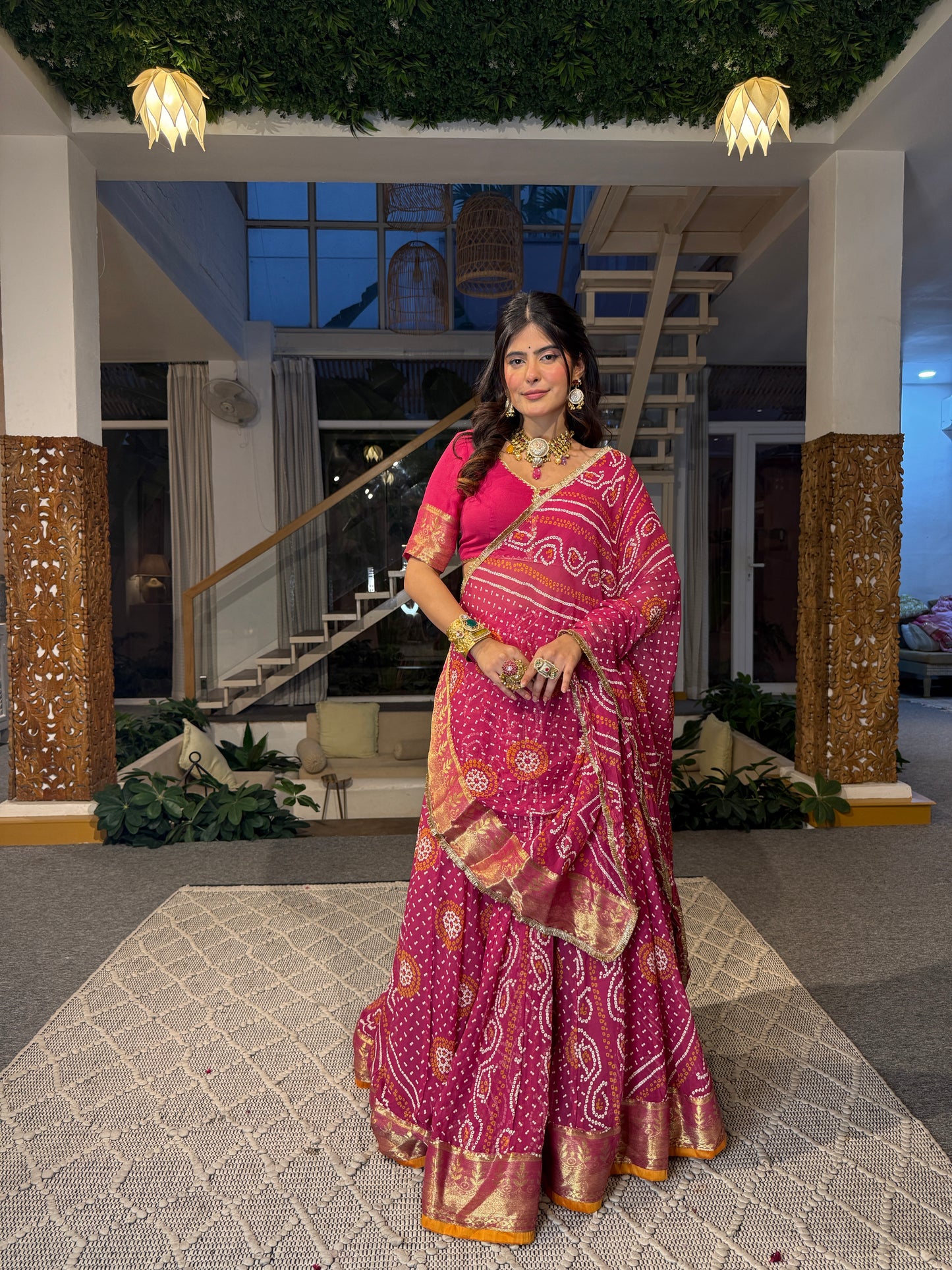 Falguni Pink Bandhani Lehenga