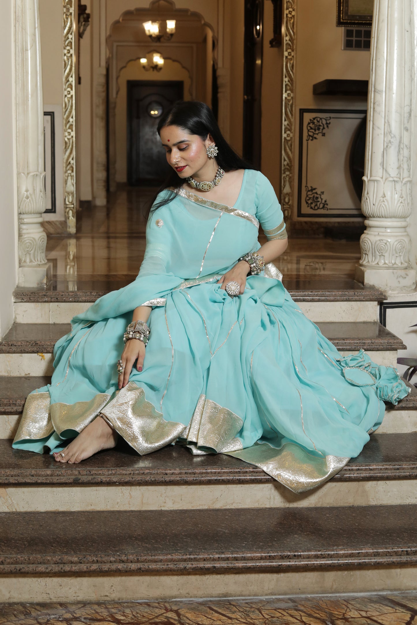 Maithili Skyblue Lehenga