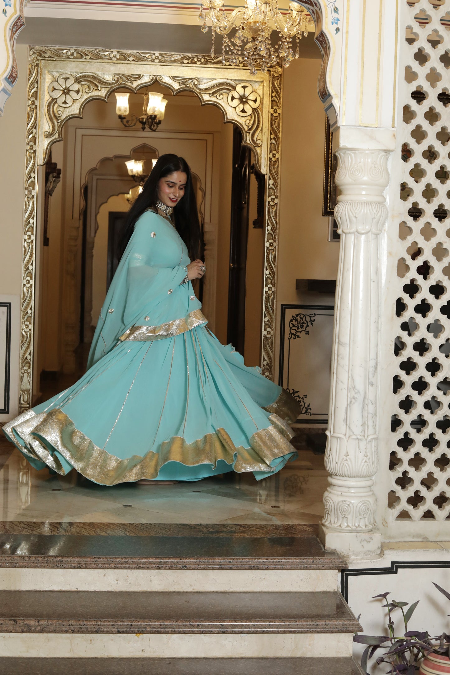 Maithili Skyblue Lehenga