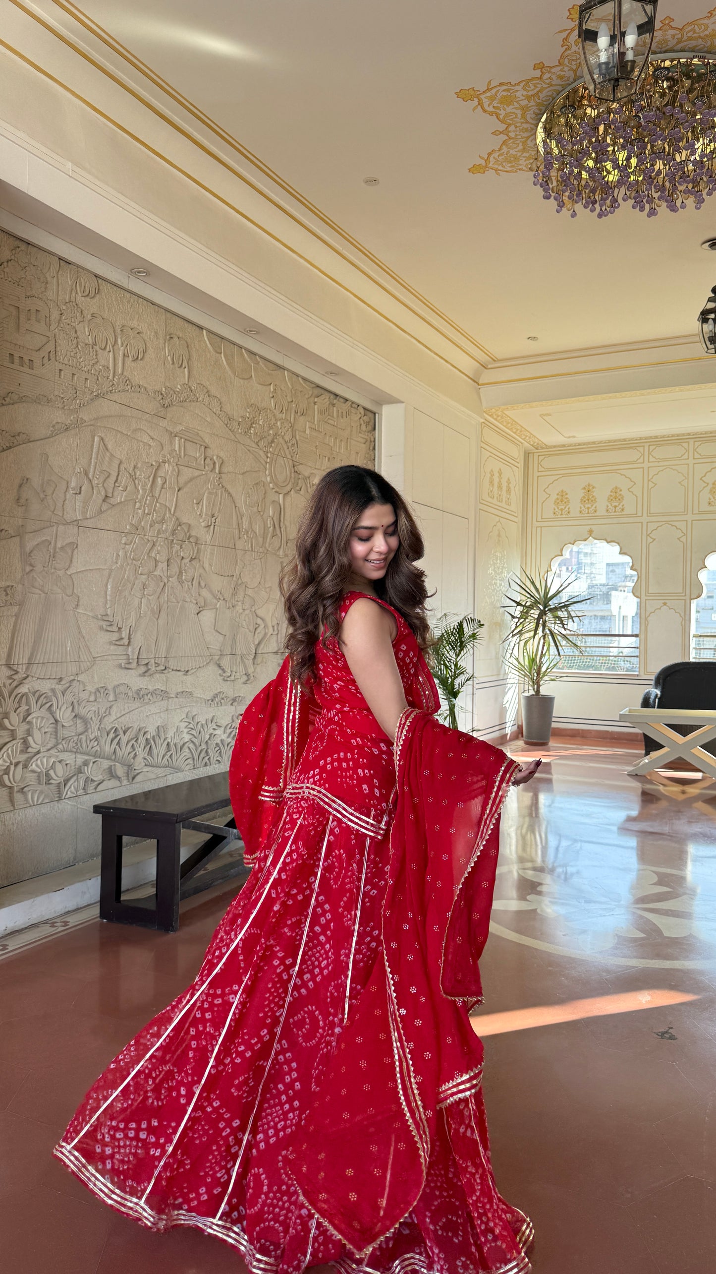 Kumkum Red Bandhani Sharara Set