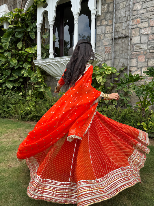 Priya Orange Leheriya Lehenga