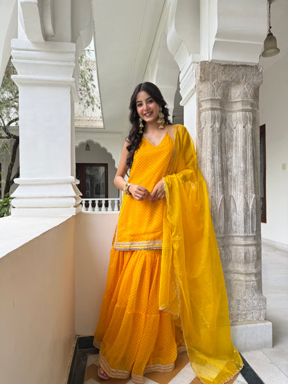 Dhiti Yellow Sharara Set
