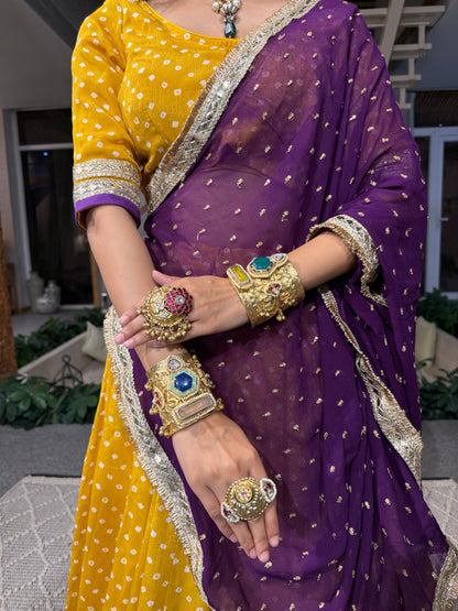 Vasant fulwari Bandhani Lehenga