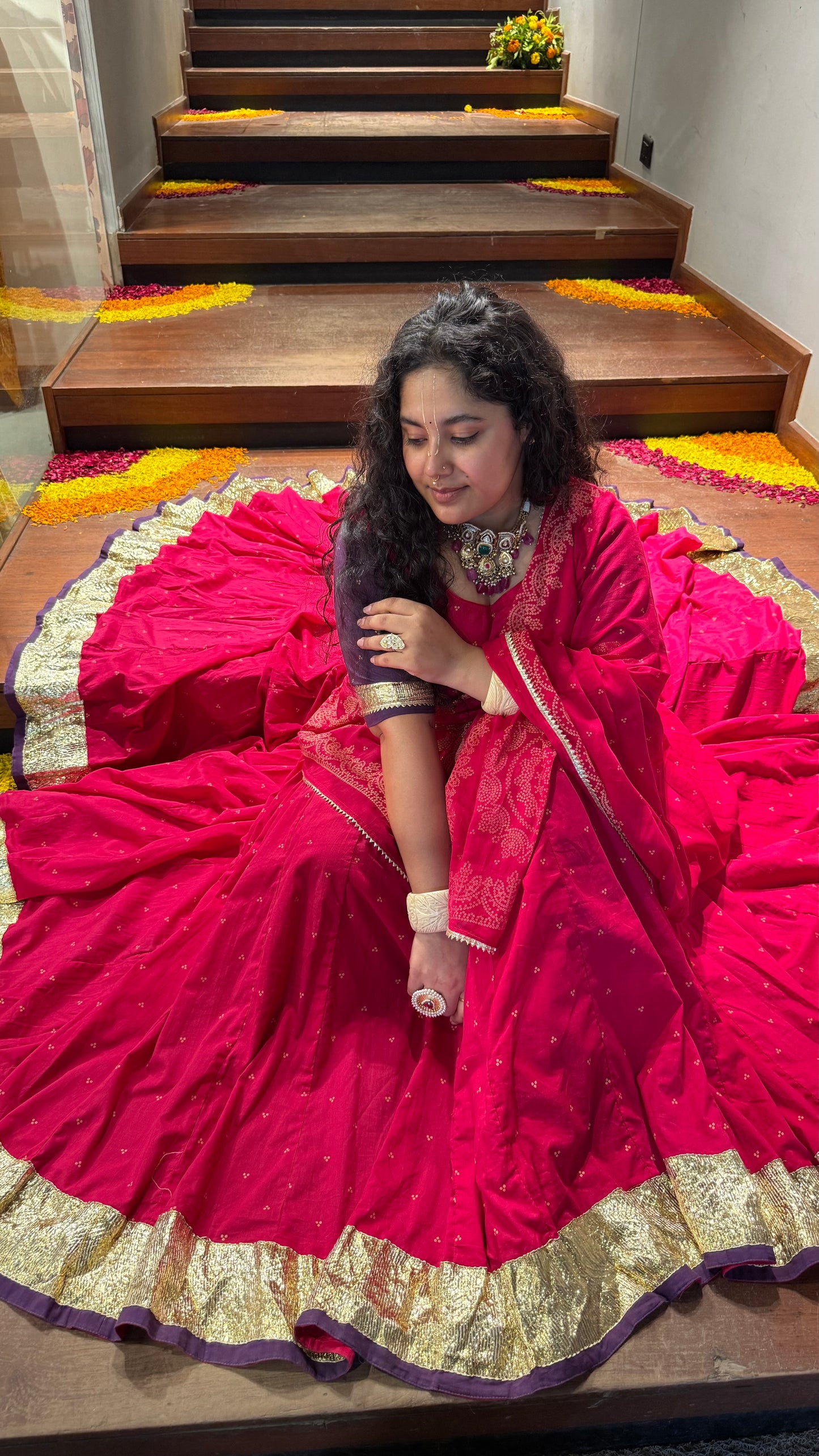 Hridya Pink Bandhani Lehenga Set