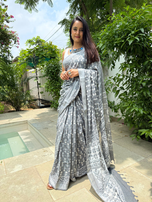 Aashvi Dabu Linen Saree (Teerth By Amaanyaa)