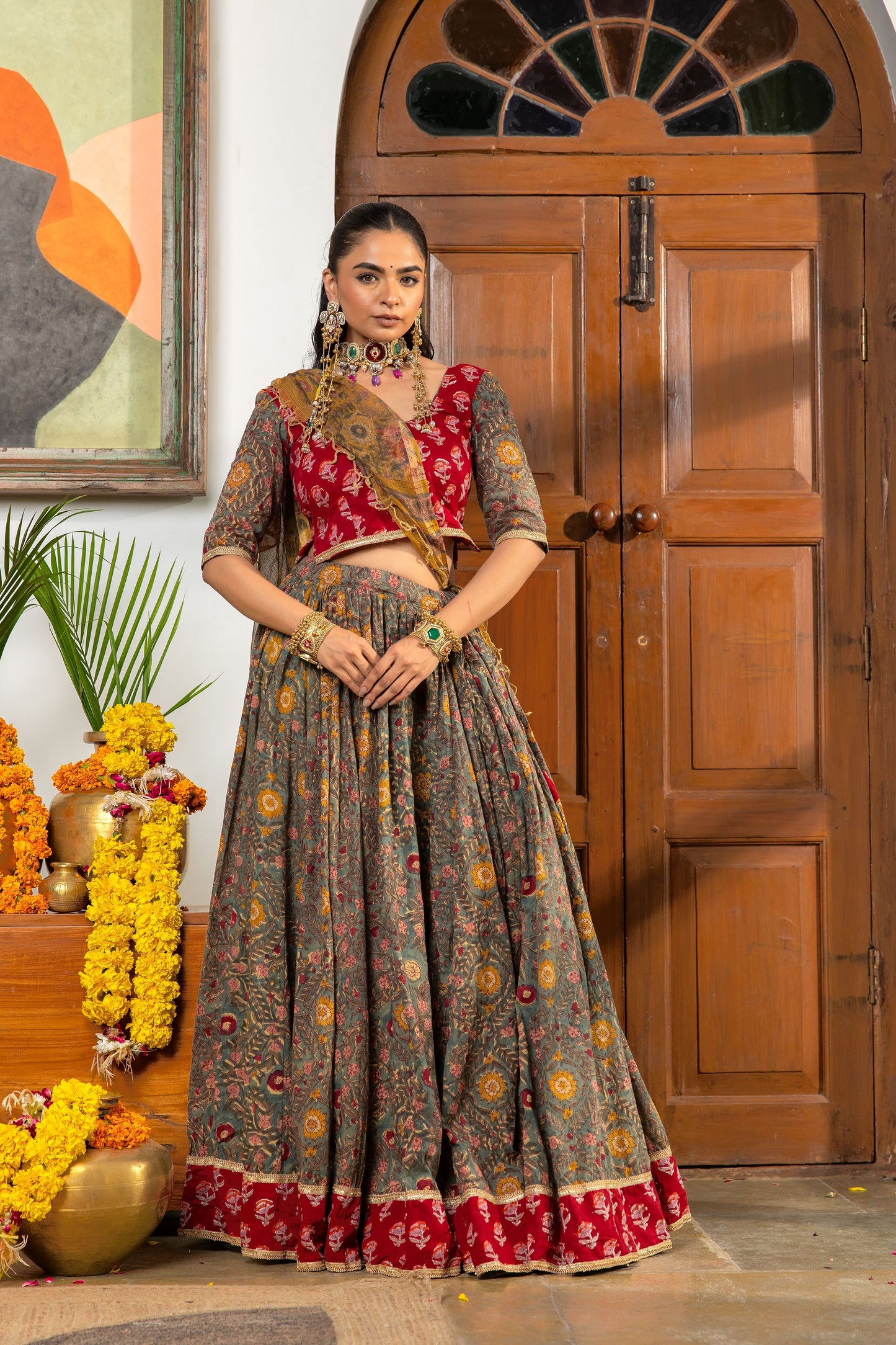 Urmi Handblock Lehenga