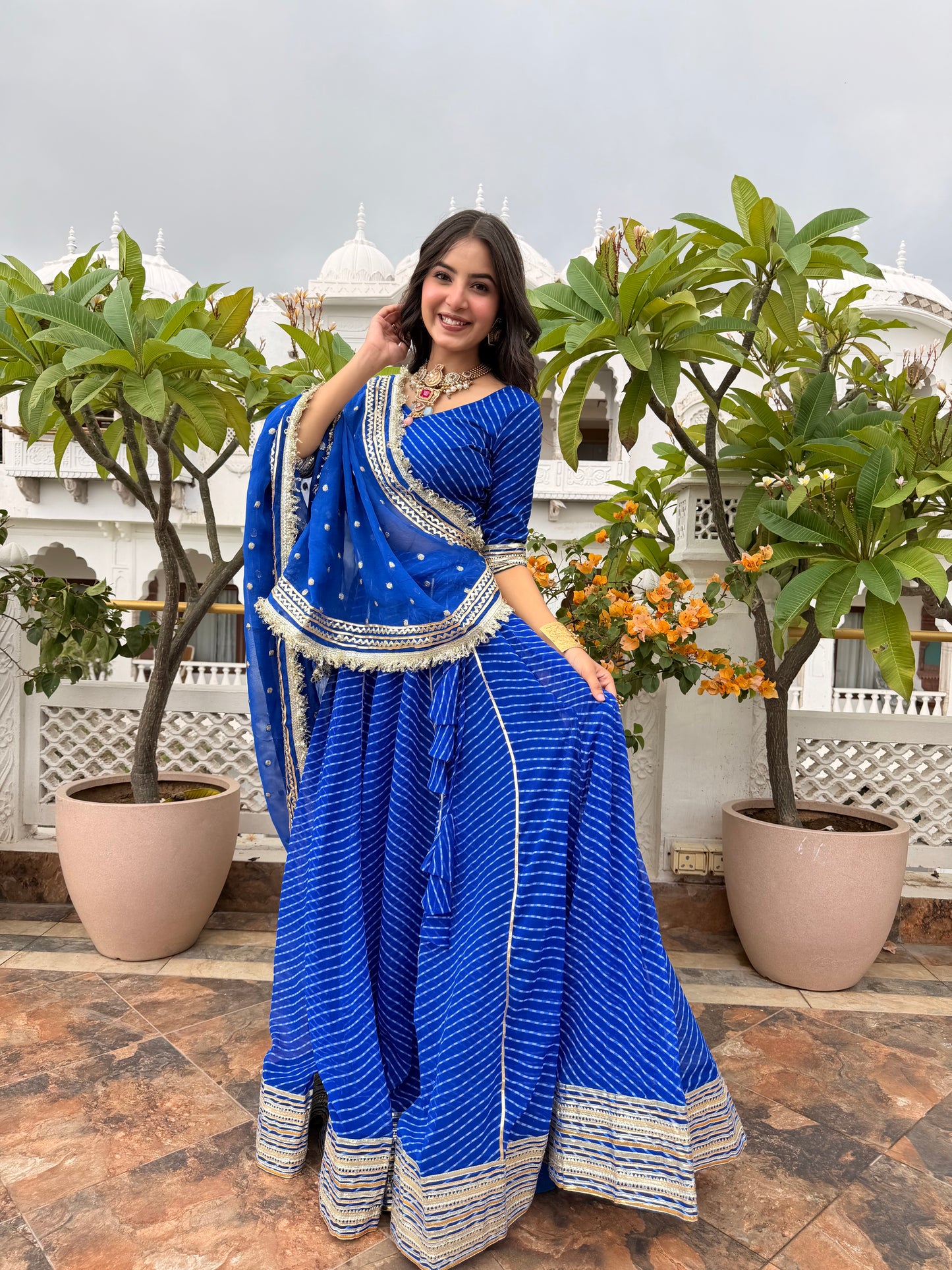 Priya Blue Leheriya Lehenga