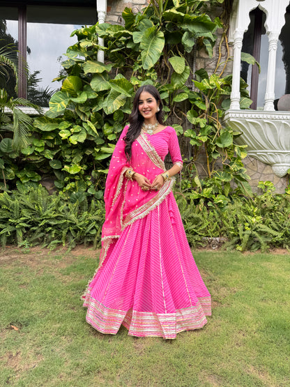 Priya Pink Leheriya Lehenga